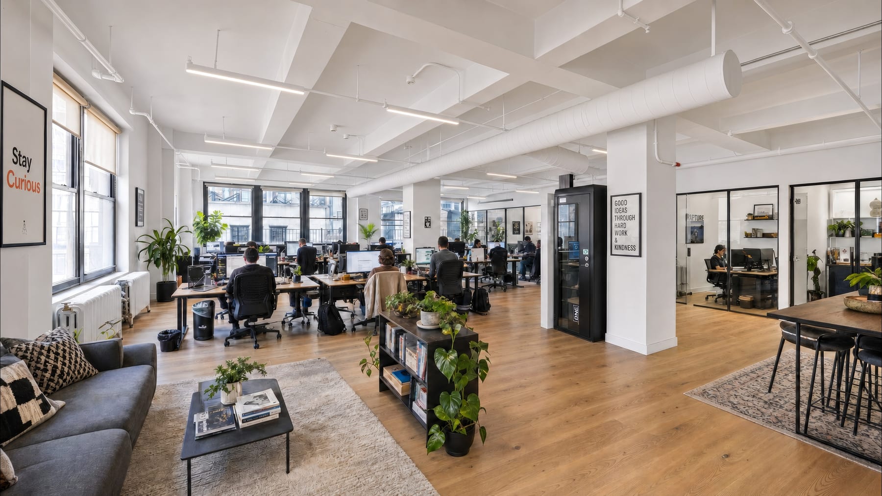 Open boutique floor in use, daylight from multiple sides